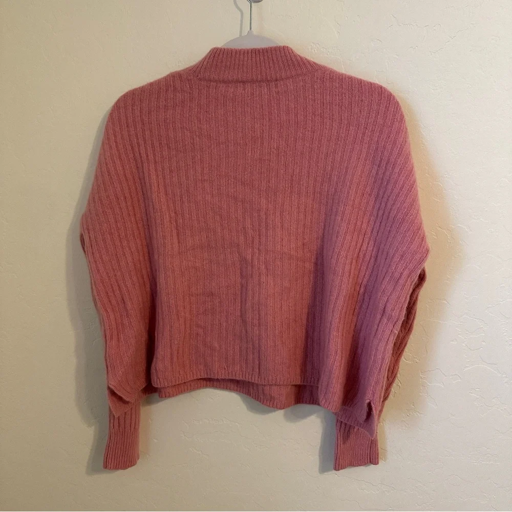 Madewell Dusty Pink Ribbed Boxy Mockneck Cashmere Sweater